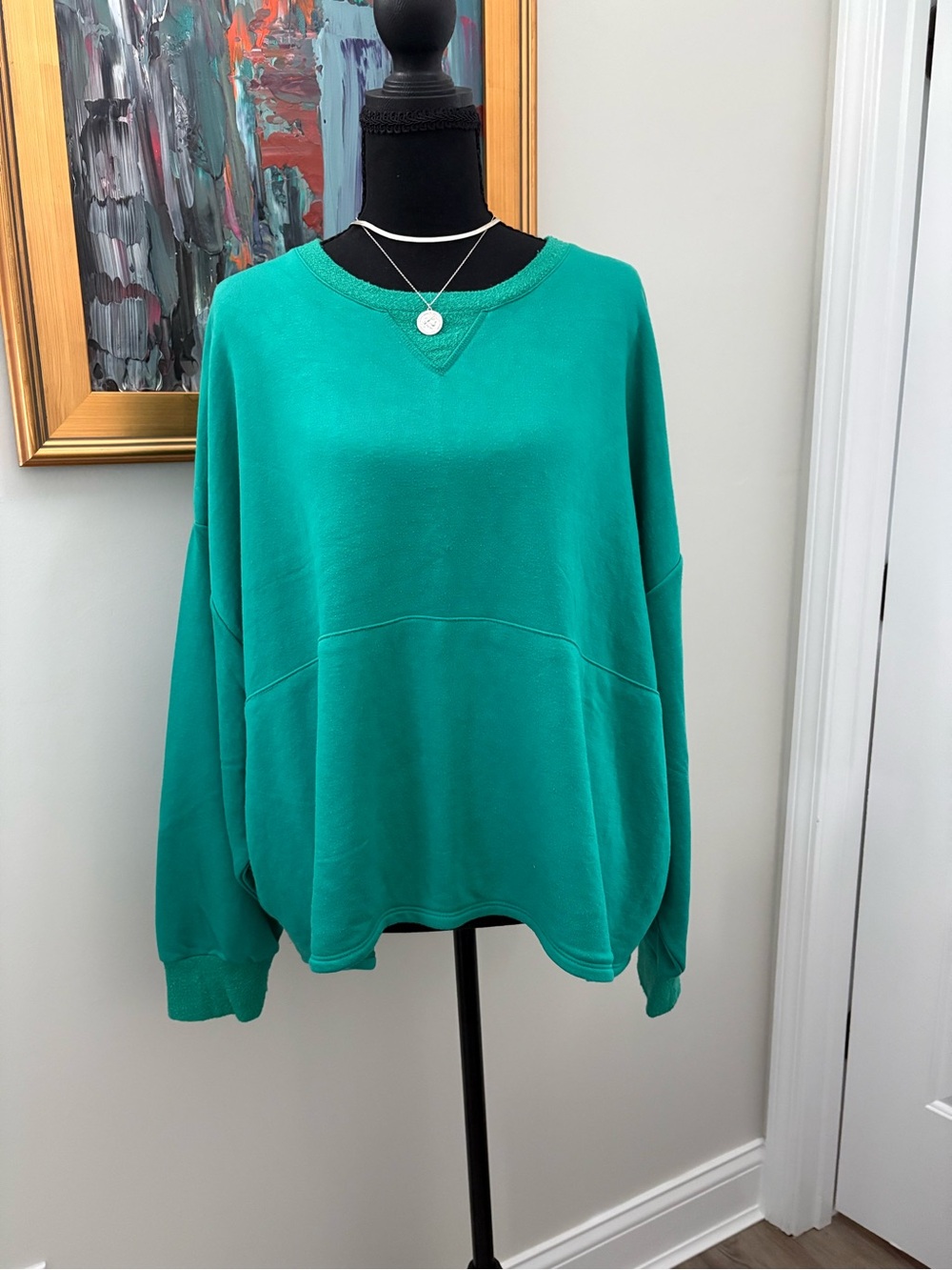 Green Oversized Sweatshirt with pass thru pocket